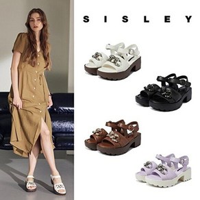 시슬리SISLEY 양가죽 크리스탈 쥬얼 샌들 마감임박!!!, 블랙/240mm