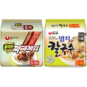 농심 올리브 짜파게티140g 5개 + 멸치칼국수89g 5개, 10개