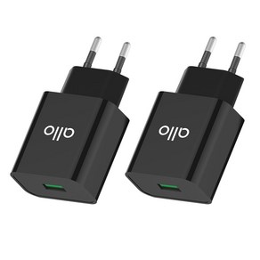 알로코리아 QC3.0 스마트폰 고속충전기 U0183-KV, 블랙, 2개