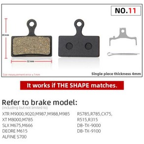 10 쌍 자전거 디스크 브레이크 패드 시마노 G01S XTR M9000 M9020 M985 M988 Deoe XT M8000 M785 SLX M7000 M666 M675 Deo, 852, 1개