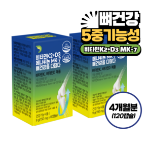 비타민K2+D3 메나퀴논 MK-7 뼈건강을 다담다 골다공증발생 위험 감소 뼈 관절 영양제, 2박스, 60정