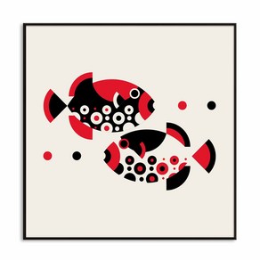 세잔느화실 모던 추상화 메탈 캔버스 그림액자 3.Red black and Fish pose