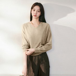 [최초가 99 000원][르포엠]프렌치 린넨100 브리즈 브이넥 니트 3종세트