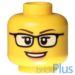 레고 노란색 헤드 여자 안경 Yellow Minifig Head Female Glasses Black Bown Eyebows 6153328 3626cpb1567, 1개