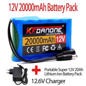 신제품 휴대용 슈퍼 12V 20000mah 배터리 충전식 리튬 이온 DC 12.6v CCTV 캠 모니터 + 충전기, 빨간