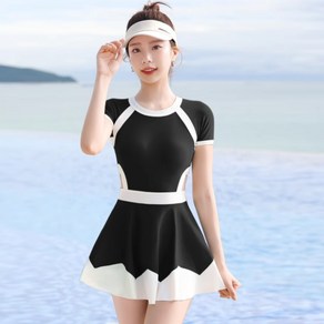 SAHINER 여름 편안한 트렌드 모노키니 슬림핏 호캉스 수영복, 남[40-50kg], 블랙