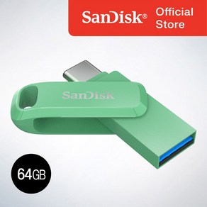샌디스크코리아 공식인증정품 USB 메모리 Ulta Dual Go 울트라 듀얼 고 Type-C OTG SDDDC3 64GB 압생트그린, 1개