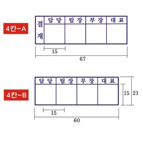 결재방 4단 결재도장 자동스탬프, 4칸-B, 전화(010-5464-9665)