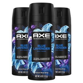 AXE 프리미엄 데오도란트 바디스프레이 남성용 블루 라벤더, 113g, 3개