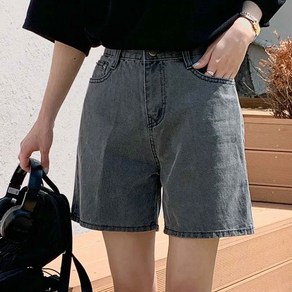 로로텐 와이드 4부 반바지 워싱 면 여성 빅사이즈