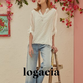 [logacia] 로가시아 시어체크 인견 시스루 셔츠 블라우스 1종