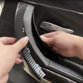 카본 질감 좌우 도어 핸들 풀 커버 트림 자동차 액세서리 BMW 3 시리즈 E90 E91 316 318 320 325 328i 2 개, 02 black ight