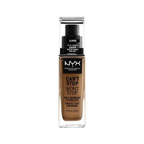 Nyx Pofessional Makeup Can't Stop Won't Stop Full Nyx 프로페셔널 메이크업 캔트 스톱 원츠 스톱 풀 커버리지 파운데이션 아몬드 1온, 1개, Almond