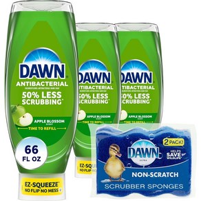 Dawn 이지 스퀴즈 안티박테리아 액상 주방 세제 애플, 3개, 650ml