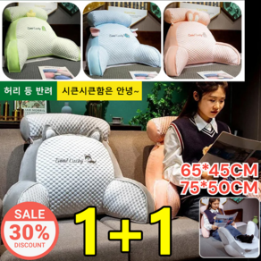 1+1 기온을 내려주는 쿨링 허리받침대 다기능 허리 등쿠션 쿨링 쿠션 요추 등허리 받침대, [1+1] 핑크 토끼, 65x45cm