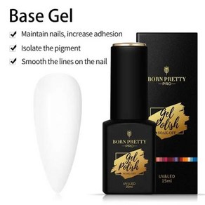 시럽 네일 BORN PRETTY 밀키 매니큐어 화이트 고무 베이스 젤 누드 컬러 UV LED 셀프 레벨링 바니시 15ml, BASE Gel-VIP01