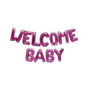 WELCOME BABY 글자풍선 16인치 웰컴베이비 베이비샤워, 핑크