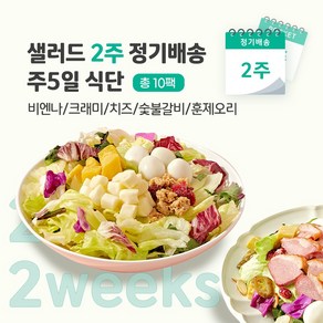 [포켓샐러드] 샐러드 2주 정기배송 주5일 (비엔나1+크래미1+치즈1+숯불1+훈제오리1), 10개