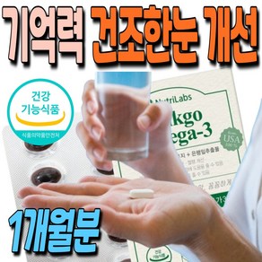 징코 오메가3 기억력 개선 건조한 눈 두뇌 건강 은행잎추출물 효능 EPA DHA 성장기 노년 건강기능식품, 1박스, 60정