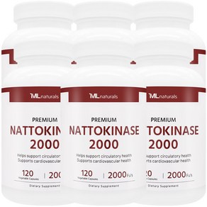 6병 [미국번개배송] 착한명품 신제품 마이라이프 내추럴스 나토키나아제 2000 FU's 120정 (24개월분), 6개