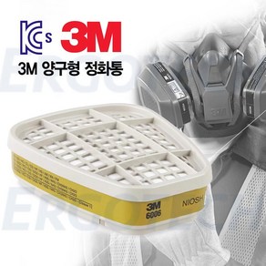 3M 6005 마스크 방독 정화통 2ea 유기화합물 7502 필터, 1세트