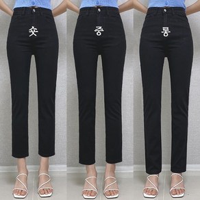 제이엠스타일 [원단굿!/숏 기본 롱] S~2XL 여름 여성 스판 블랙 청바지 데님팬츠 여자 검정 일자바지 밴딩 빅사이즈 키작녀 키큰녀 봄 가을