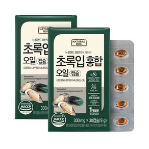 내추럴박스 초록입홍합 오일캡슐 300mg, 30정, 2개