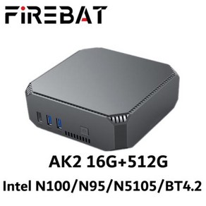 미니PC 베어본 데스크탑 FIREBAT AK2 프로 플러스 미니 PC 게이머 인텔 N100 N95 N5105 CPU 윈도우즈 11 게이밍 DDR4 16GB RAM 512GB SSD