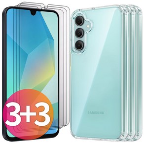 스톤스틸 3+3 갤럭시 A16 LTE 투명 강화 액정 보호 필름 + 투명 클리어 젤리 케이스, 1세트