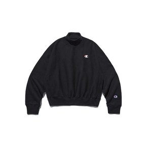 챔피온 Champion 여성 12oz. Revese Weave 기모 크롭 모크넥 스웨트셔츠 블랙 CKTS2F381BK