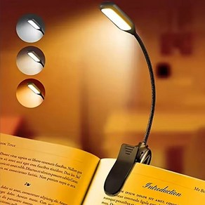 자연광 3단 북라이트 LED 무선 독서등 클립형 밝기조절 집게 스탠드 눈보호, LED 3단 북라이트 블랙