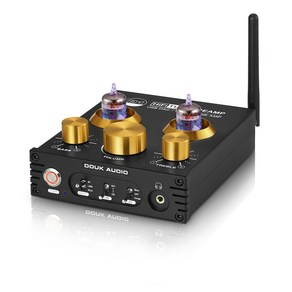 Douk Audio P1 미니 GE5654 진공관 프리앰프 헤드폰 앰프 블루투스 5.0 USB DAC APTX-HD, 골드