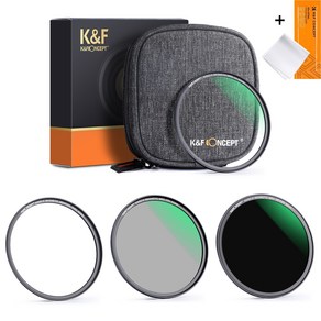 K&F Concept 49mm NANO-X 마그네틱 필터 세트 (UV/CPL/ND1000) 렌즈크리너융 8K AGC Glass _ Magnetic Filter Kit (49mm)