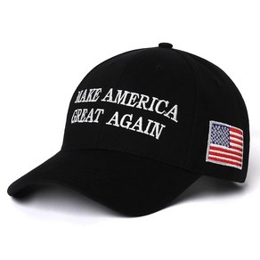 MAGA 모자 트럼프 2024 자수 Make America Great Again 도널드 슬로건 미국 국기 조절 야구 마가 깃발 블랙