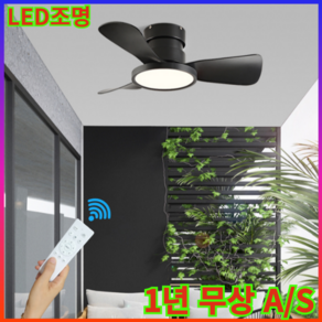 플러스킬 무소음 LED 조명 실링팬 1년무상A/S, 20인치(51cm), 올블랙(LED포함)