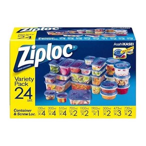 Zip Lock 컨테이너 Ziploc 9종류 24개입 세트 플라스틱 143366, 1개