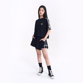 [더데이걸] 논현점##발레코어 크롭 반팔 반바지 세트#초등여아 주니어여아 초등학생 중학생 고학년 여학생 상하복세트 트레이닝복세트#힙한 트렌디한#25년 여름신상품#더데이걸 논현점