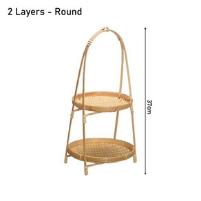 주방용 과일 음식 야채 대나무 직조 바구니 보관 손으로 짠 다기, 5.2 Layes - Round