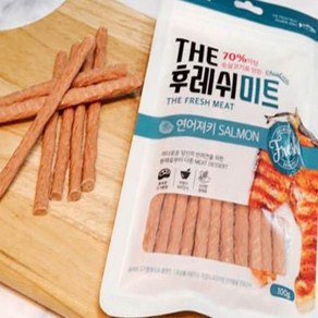 레써니 반려견 간식 연어 져키 100G 애견간식 말랑한 칭찬 고기