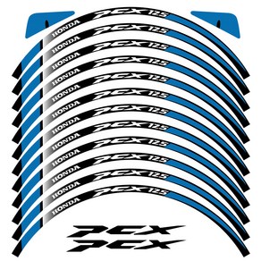 라이더무드 혼다 PCX125 리플렉티브 휠 스티커 빛 반사 튜닝 타이어 반사 데칼 필름 DIY 방수, 21년식이상 아웃라인 블루, 1세트