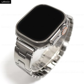 URVOI Satine Gand H Band fo Apple Watch Ulta 2 Seies 10 9 8 7 6 5 stainless steel link bacelet, Silve colo, 1개