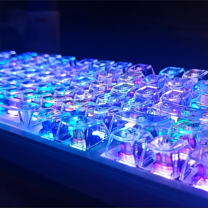 [ 키캡올 ] 크리스탈 투명 LED 투과 키캡, 제조사축, 크리스탈 투명 키캡, 블랙 투명