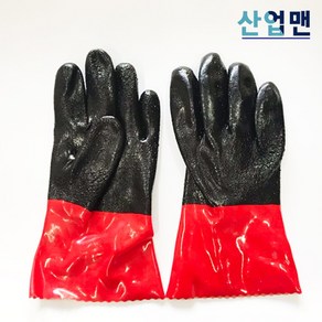 왕두꺼비 PVC 내유장갑 내화학 기름 작업용장갑 DN807 까만손 깔깔이, 10개