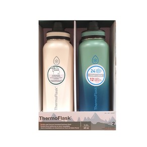 써모플라스크 보온 보냉병 2종 세트, 화이트+그린, 1200ml, 1개