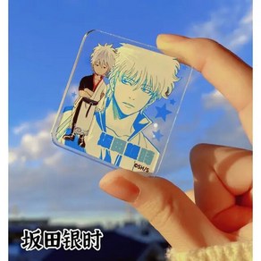 은혼 Sakata Gintoki 아크릴 투명 카드 애니메이션 키 체인 여성용 GINTAMA 남성용 링 펜던트 일본 코스 선물, [01] 1, 1개