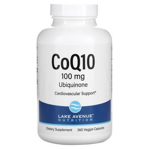 Lake Avenue Nutition CoQ10 레이크 에비뉴 뉴트리션 코큐텐 USP등급 100mg 360베지 캡슐, 1개, 360정