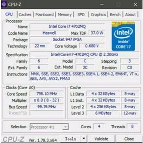 인텔 코어 I7 4702MQ SR15J CPU OEM 프로세서 쿼드 2.2GHz-3.2GHz L3 = 6M 1 일 이내, 한개옵션0