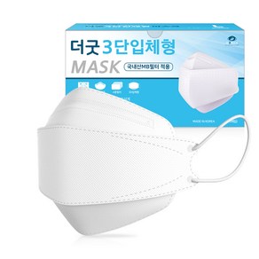 국산 더굿 3D 입체형 50매 대형 일회용 마스크 MB 비말차단, 50개입, 1개, 화이트