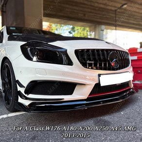 벤츠 A클래스 W176 13-15년형 프론트 범퍼 스플리터 벤트 나이프 카나드 트림 A180 A200 A250 A45 AMG 스포츠 Down-유광 Black 호환, 사이드-카본 룩