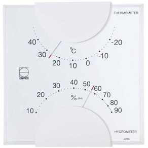 엠펙스 기상계 온도 습도계 엘름 두어 겸용 일본제 화이트 LV-4901 10.5x10.2x2cm, 1개, 상세페이지 참조